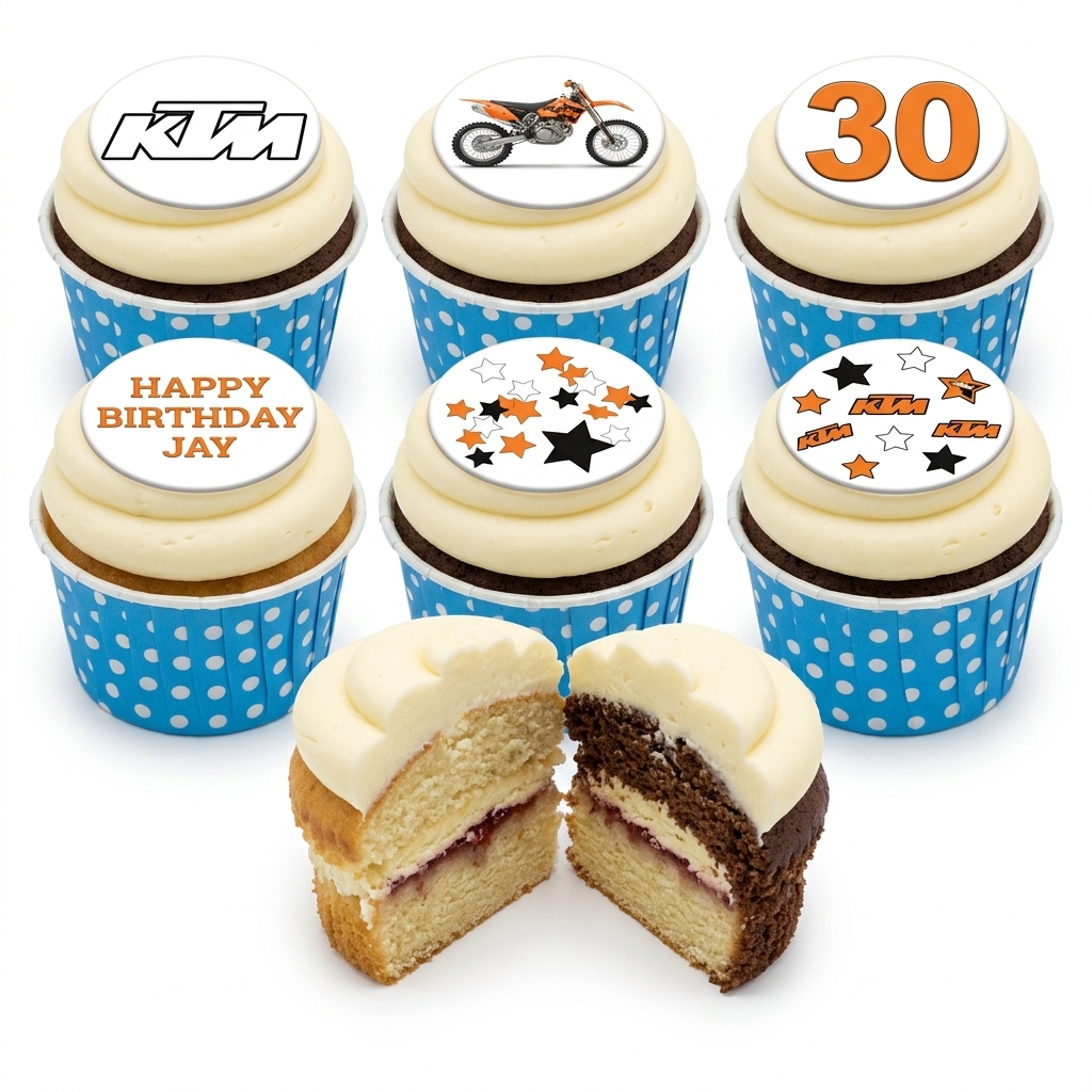 KTM Motocross Birthday Cupcakes with Custom Age
