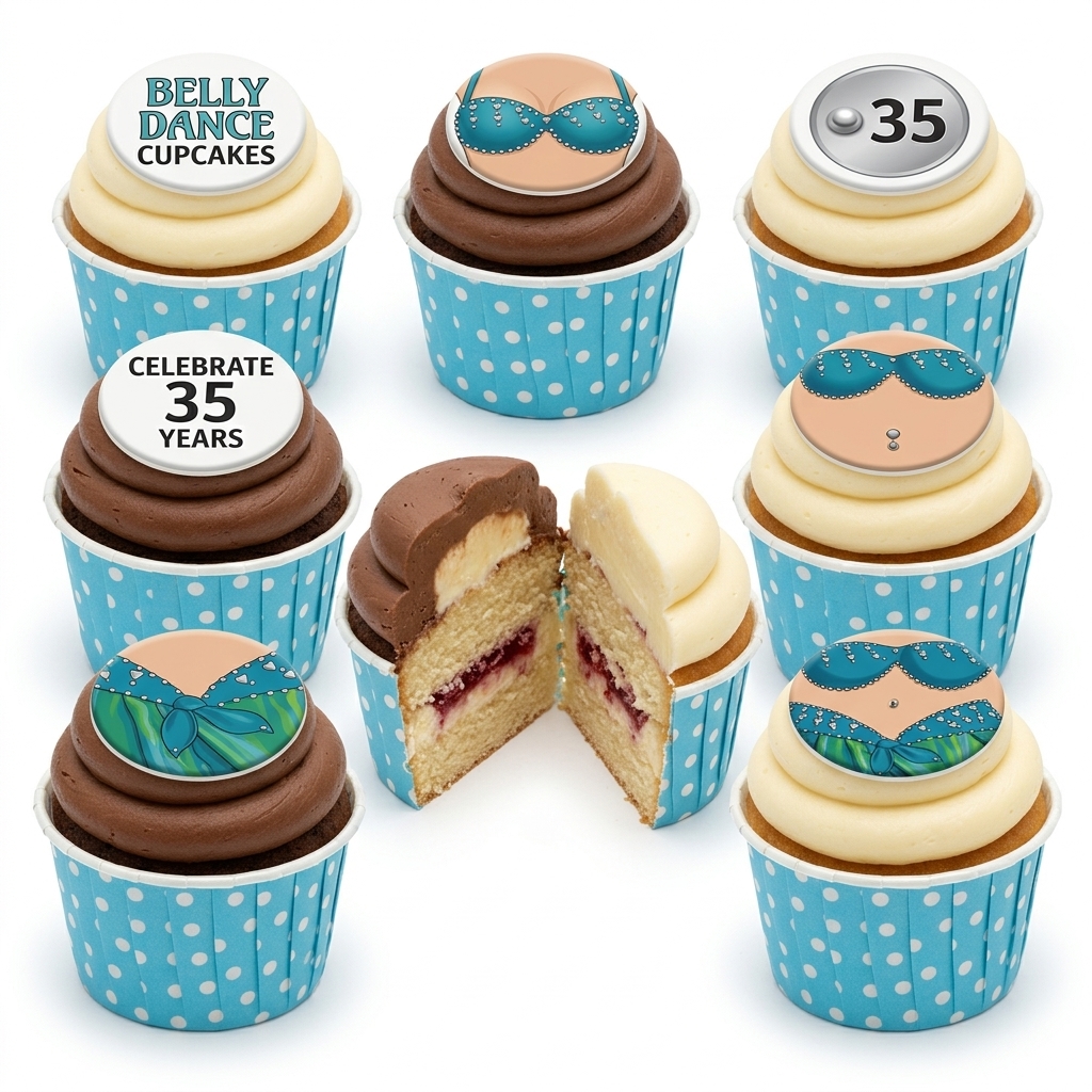 Belly Dance Birthday Cupcakes for Her with Custom Age