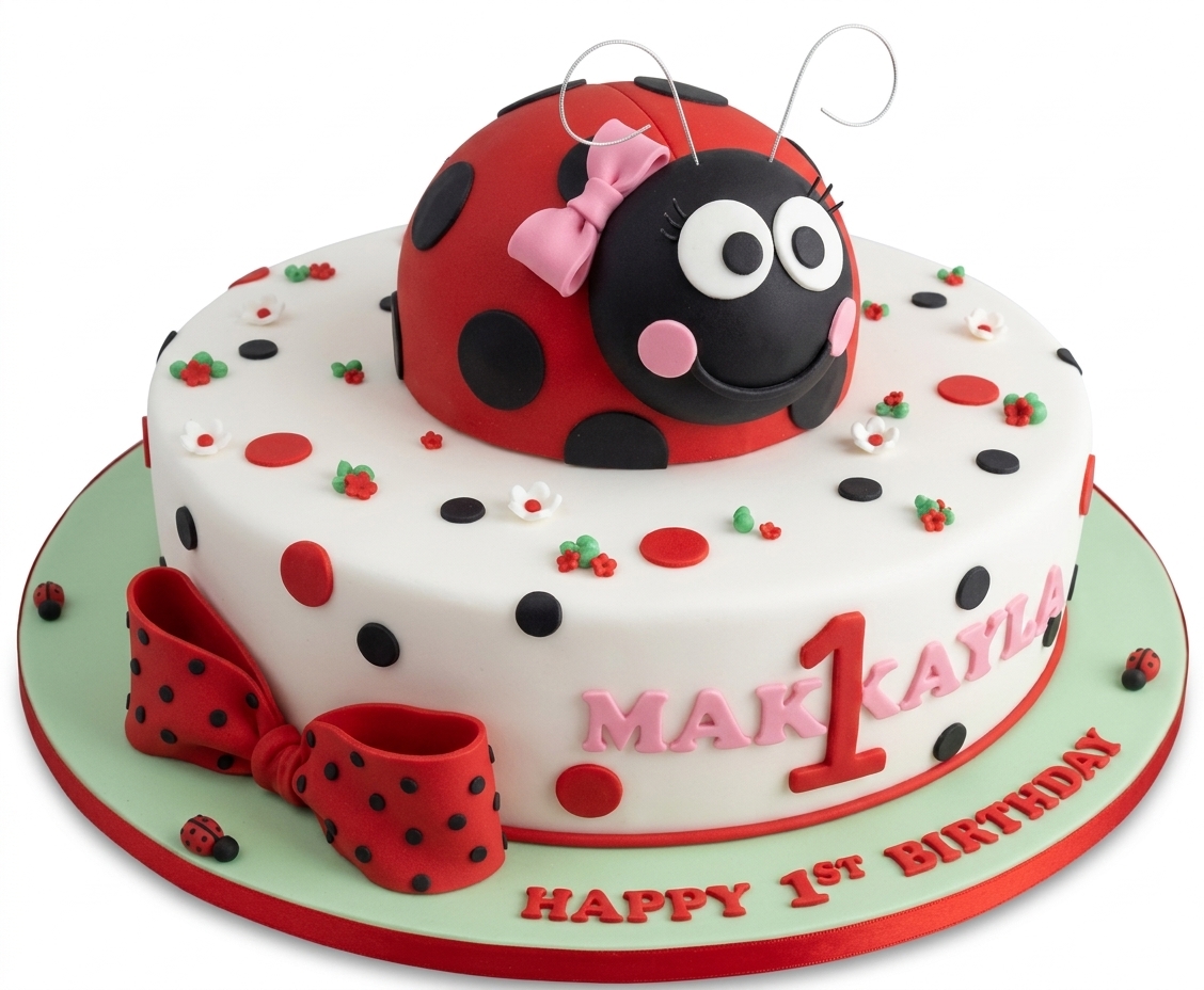 Ladybug 1st Birthday Cake for Girls