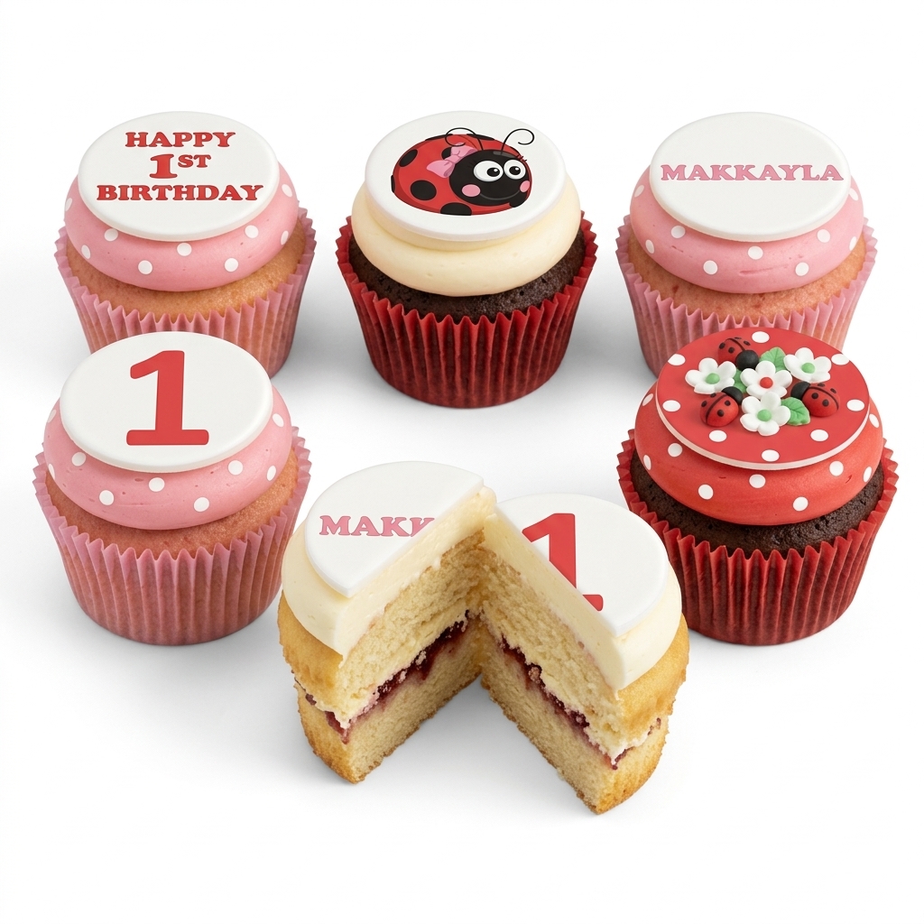 Ladybug 1st Birthday Cupcakes