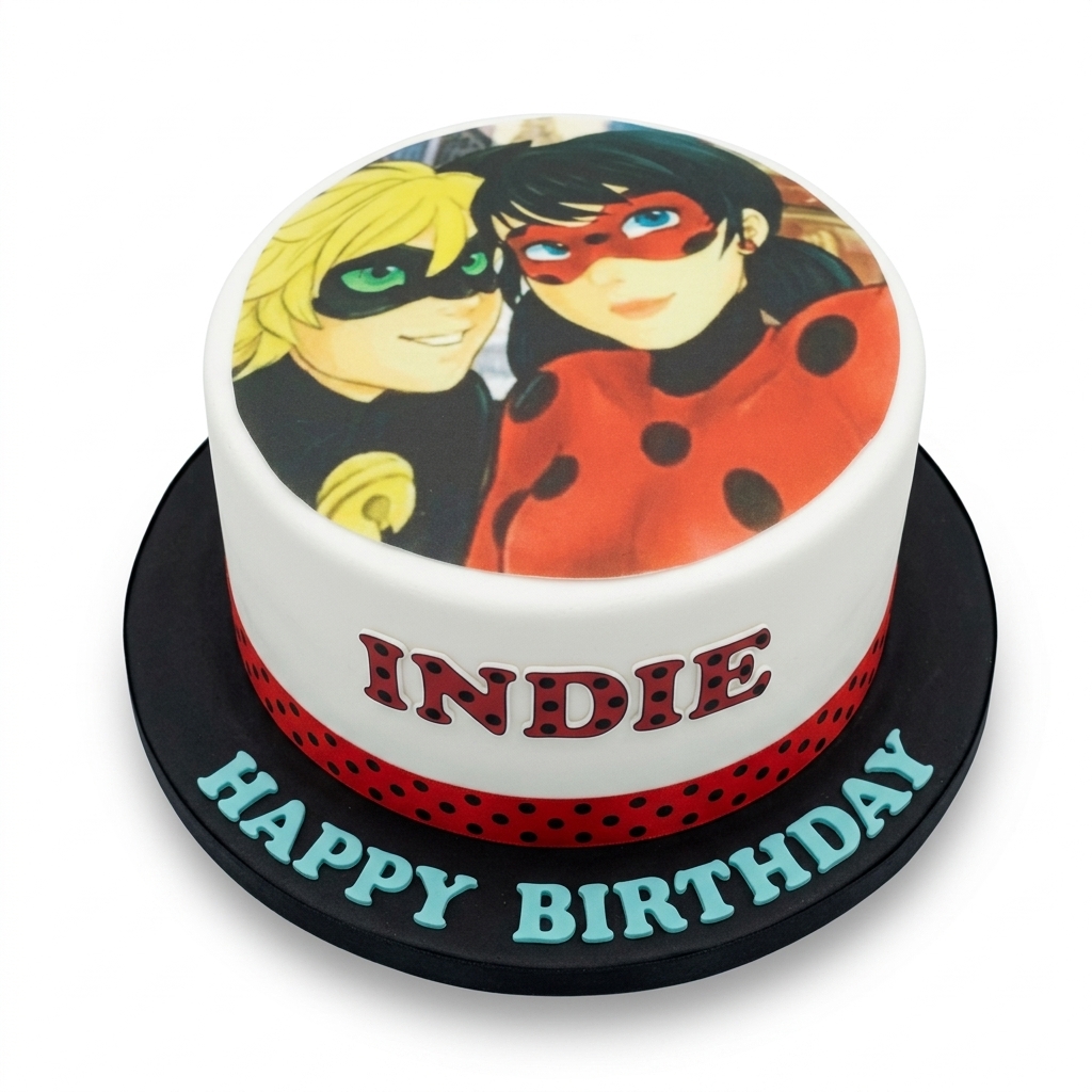 Miraculous Ladybug Birthday Cake with Personalised Name
