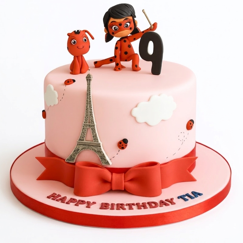 Miraculous Ladybug Birthday Cake with Custom Age