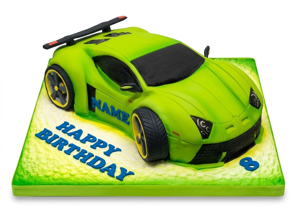 Supercar Birthday Cake with Custom Name & Age