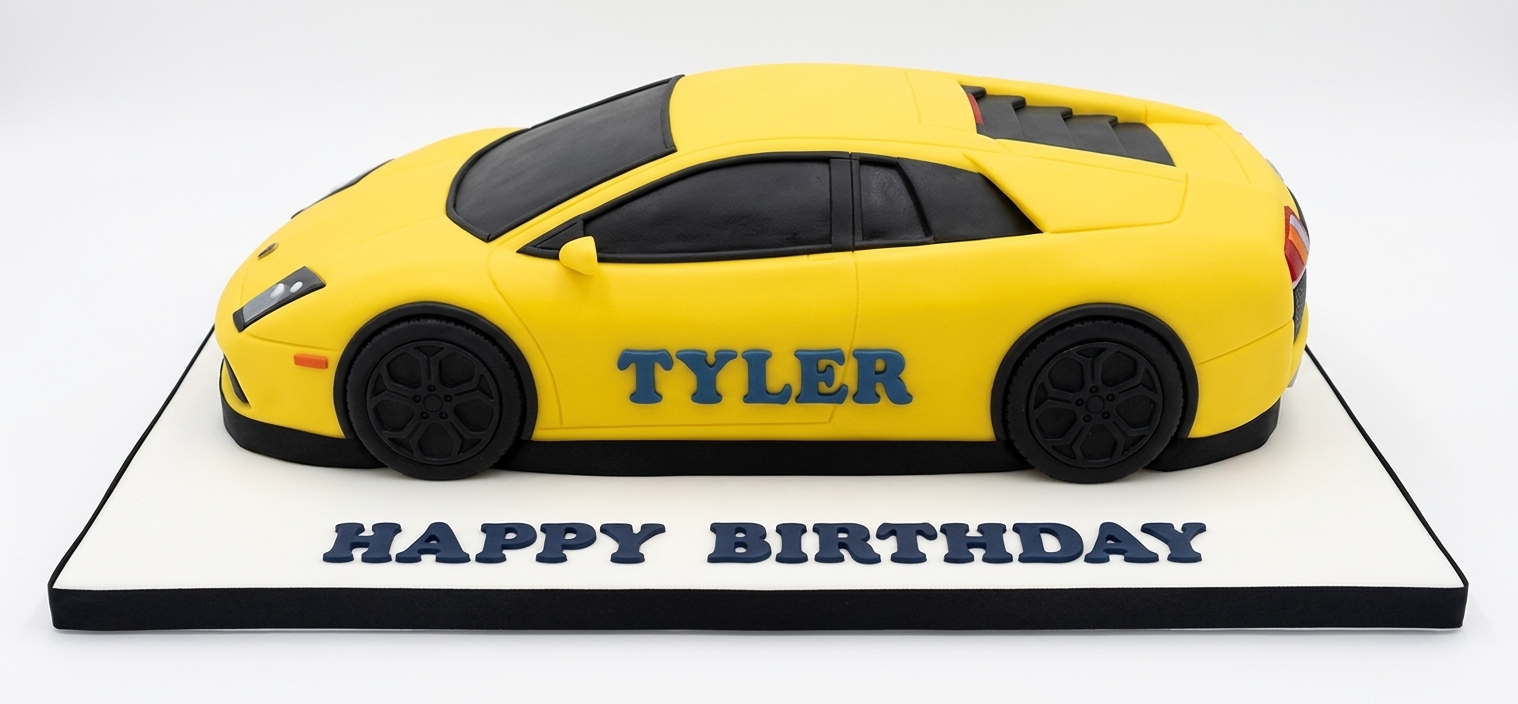 Yellow Sports Car Birthday Cake