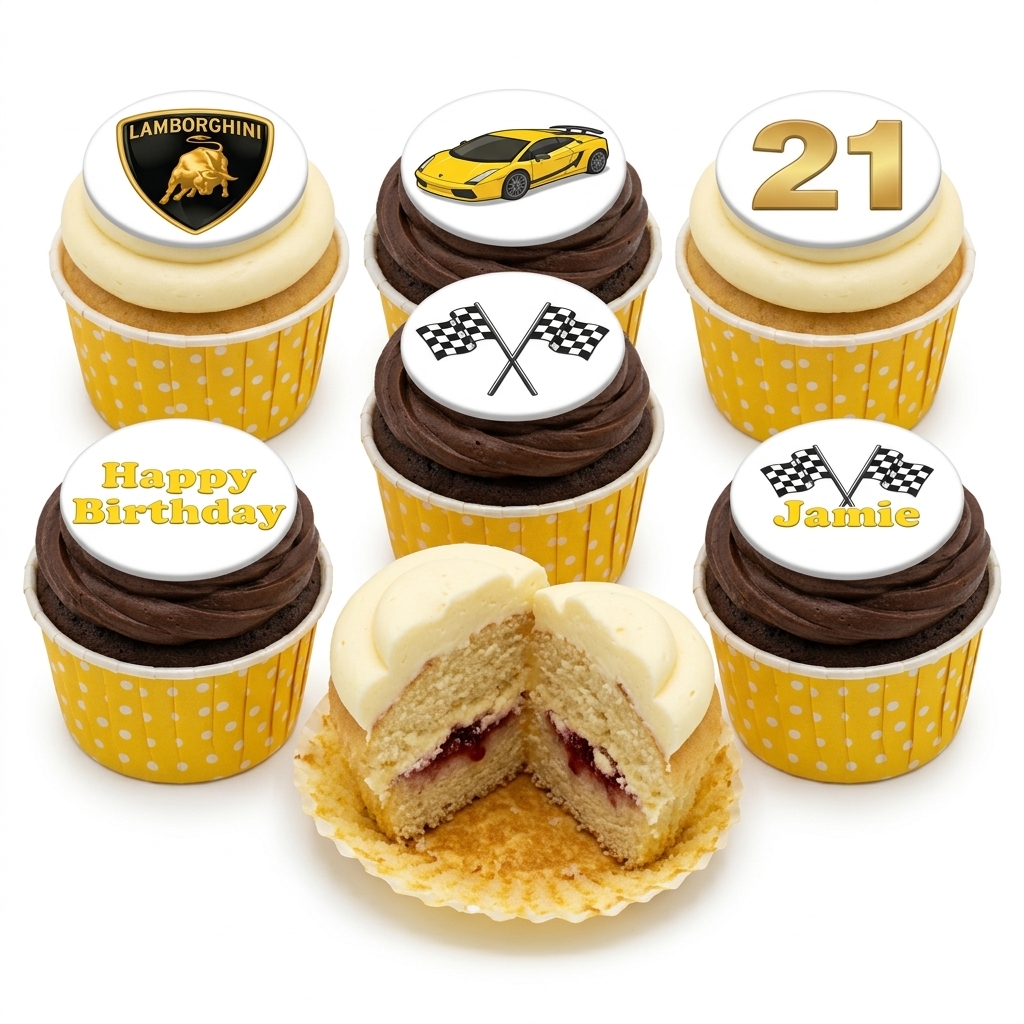 Lamborghini Sports Car Birthday Cupcakes