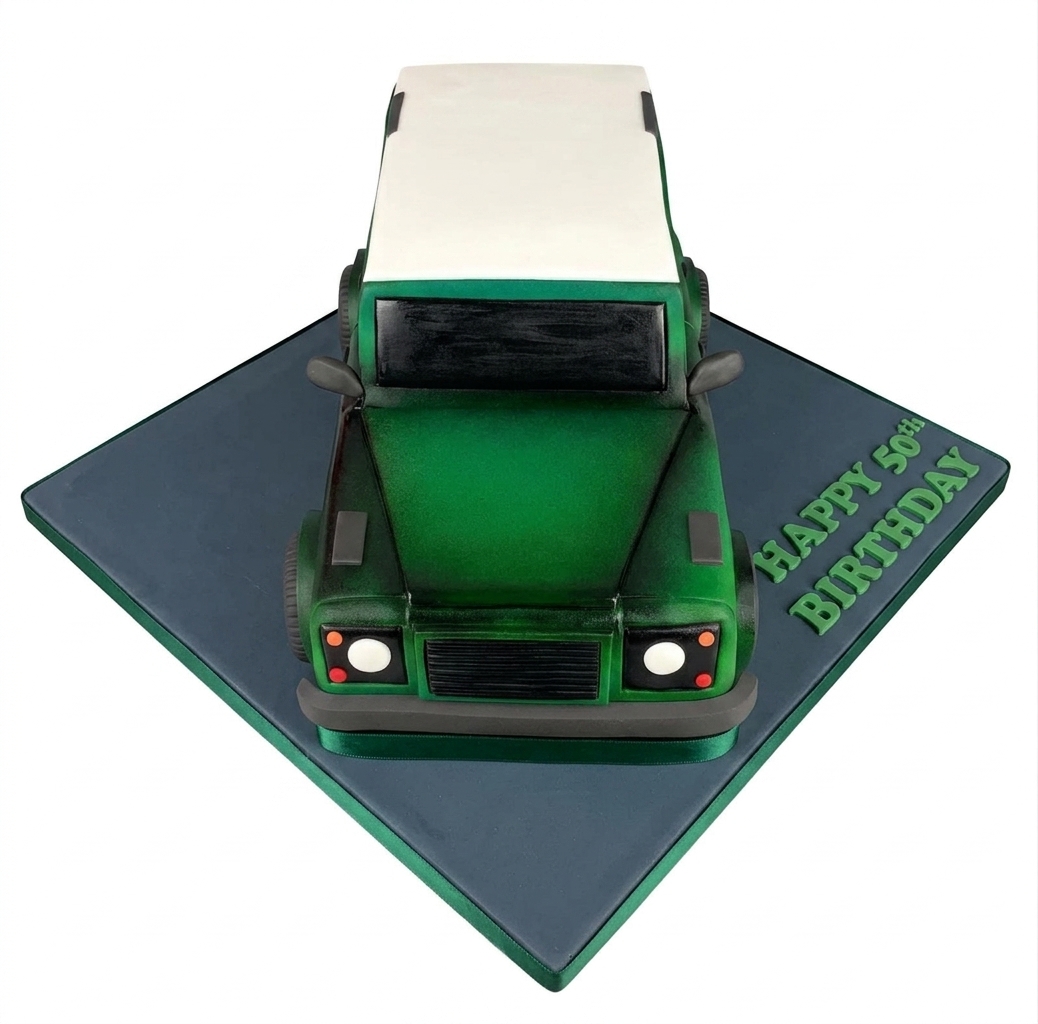 Green Land Rover Birthday Cake
