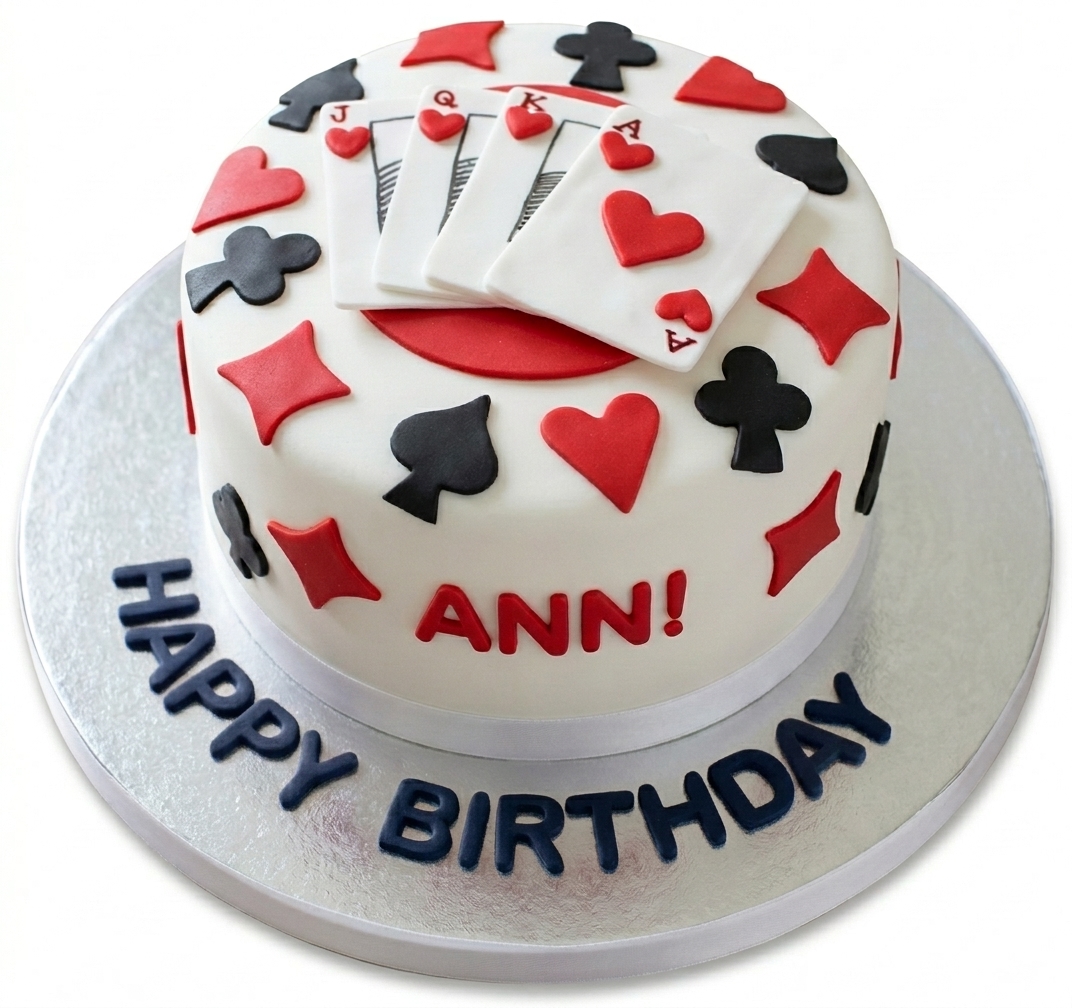 Gaming Theme Birthday Cake with Playing Cards