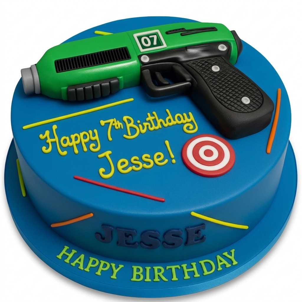Laser Gun Gaming Birthday Cake for Kids
