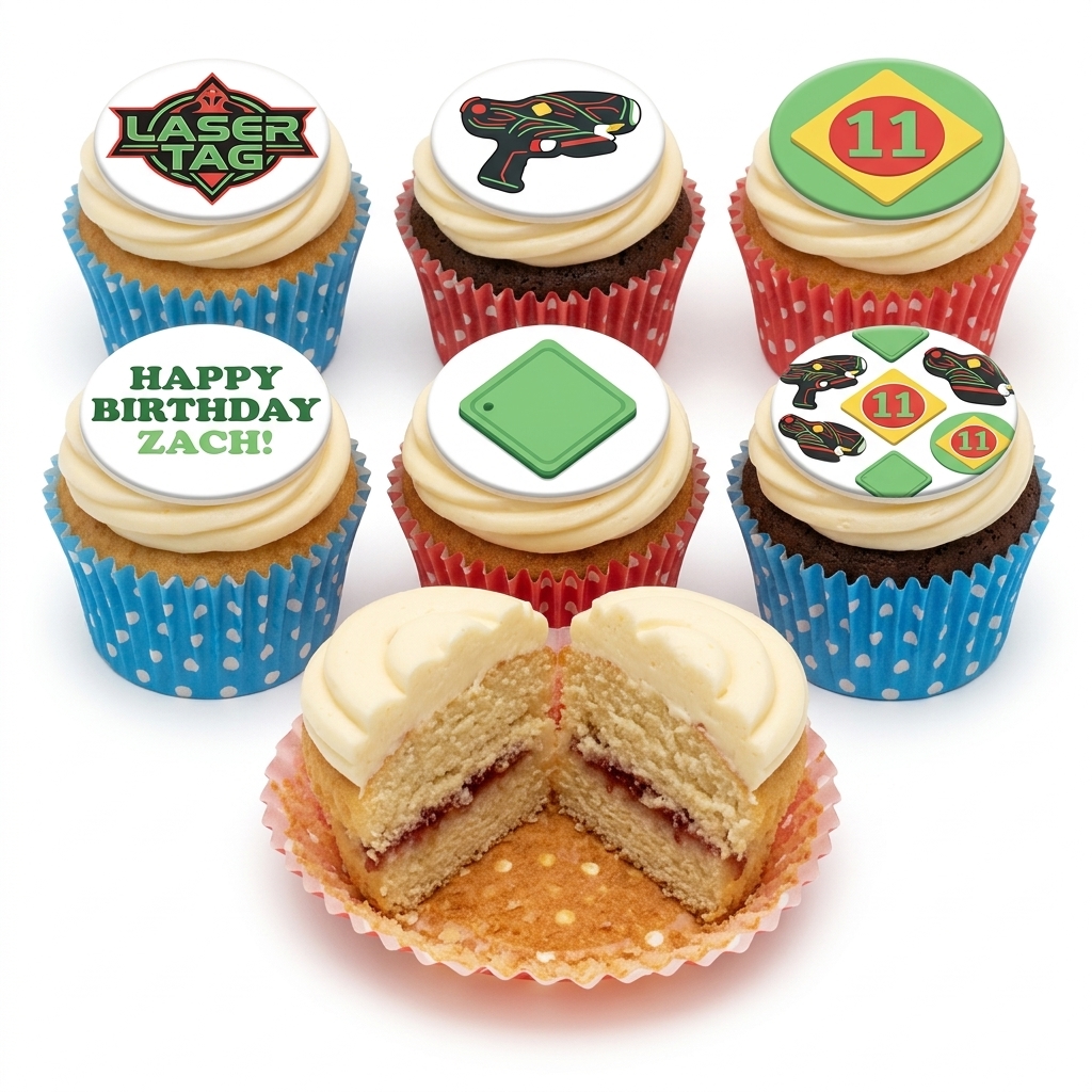 Laser Tag Birthday Cupcakes with Custom Age