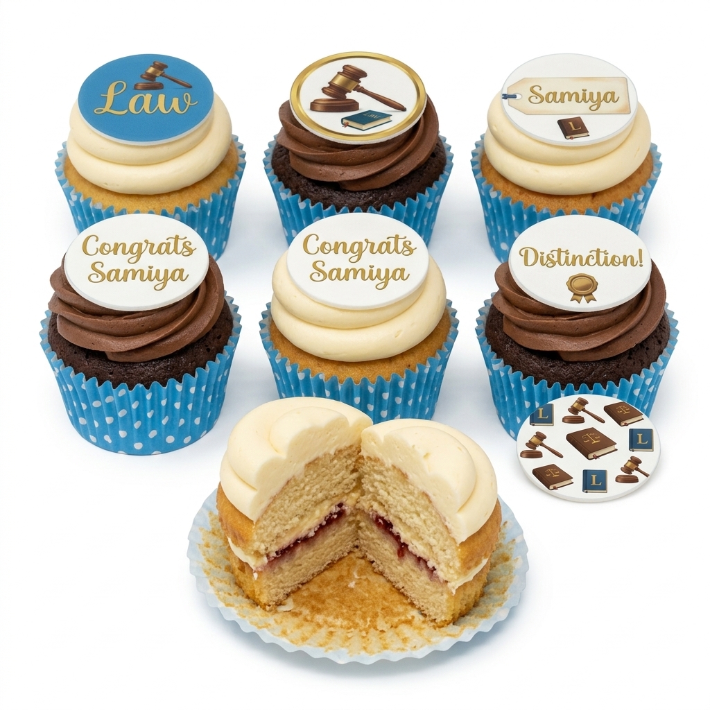 Law Graduation Cupcakes with Custom Toppers