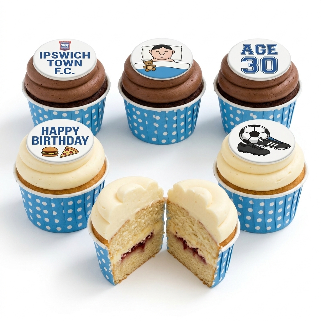 Football Birthday Cupcakes with Custom Age Topper