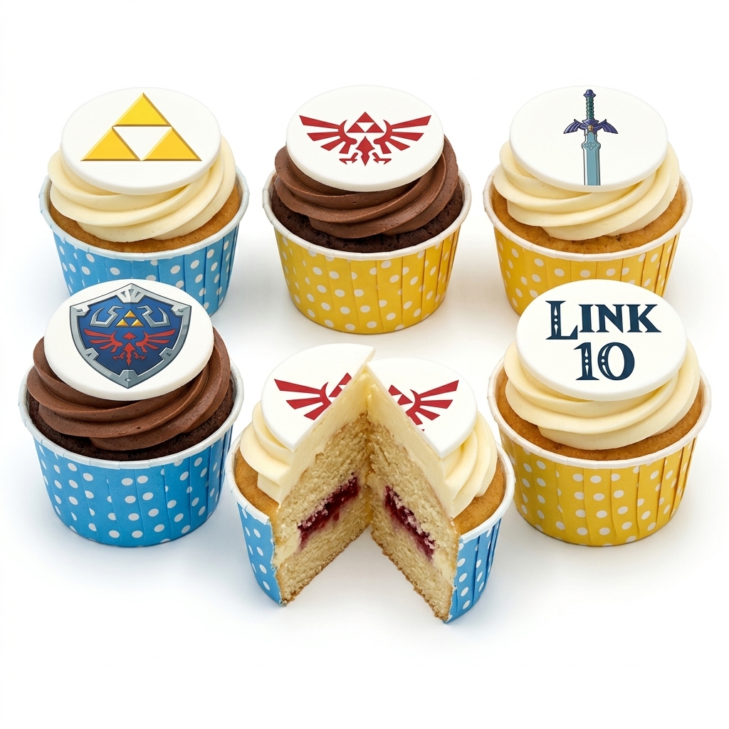 Zelda Birthday Cupcakes with Custom Toppers