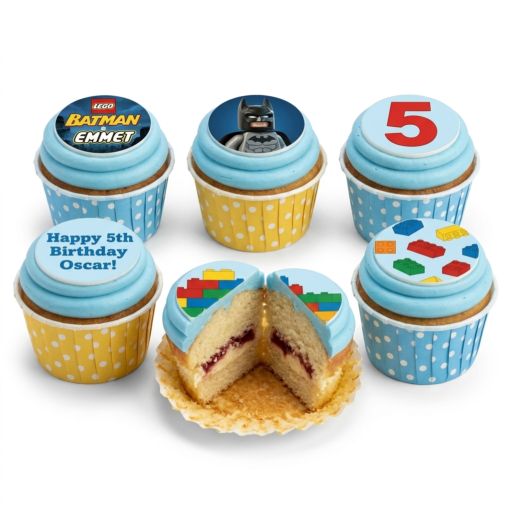 Lego Batman & Building Blocks Birthday Cupcakes