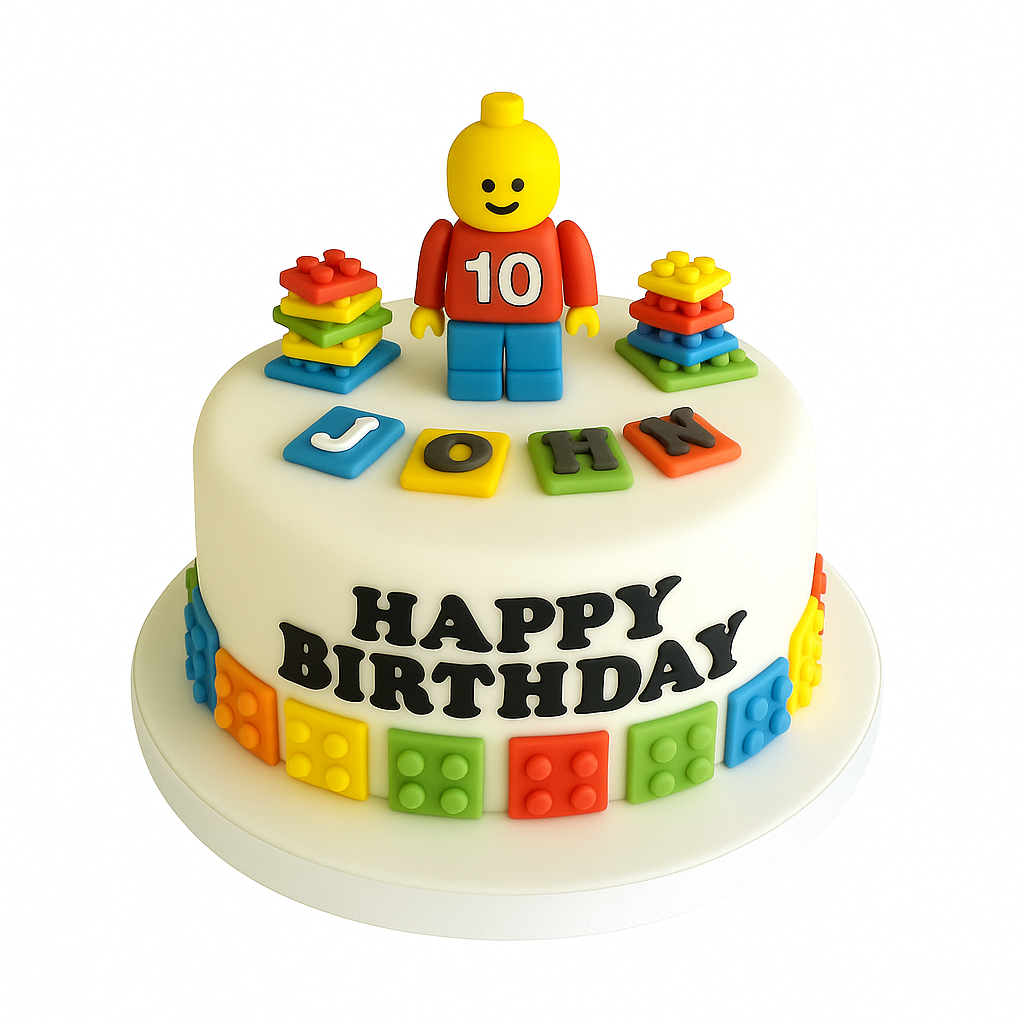 Lego Themed 10th Birthday Cake For Boys