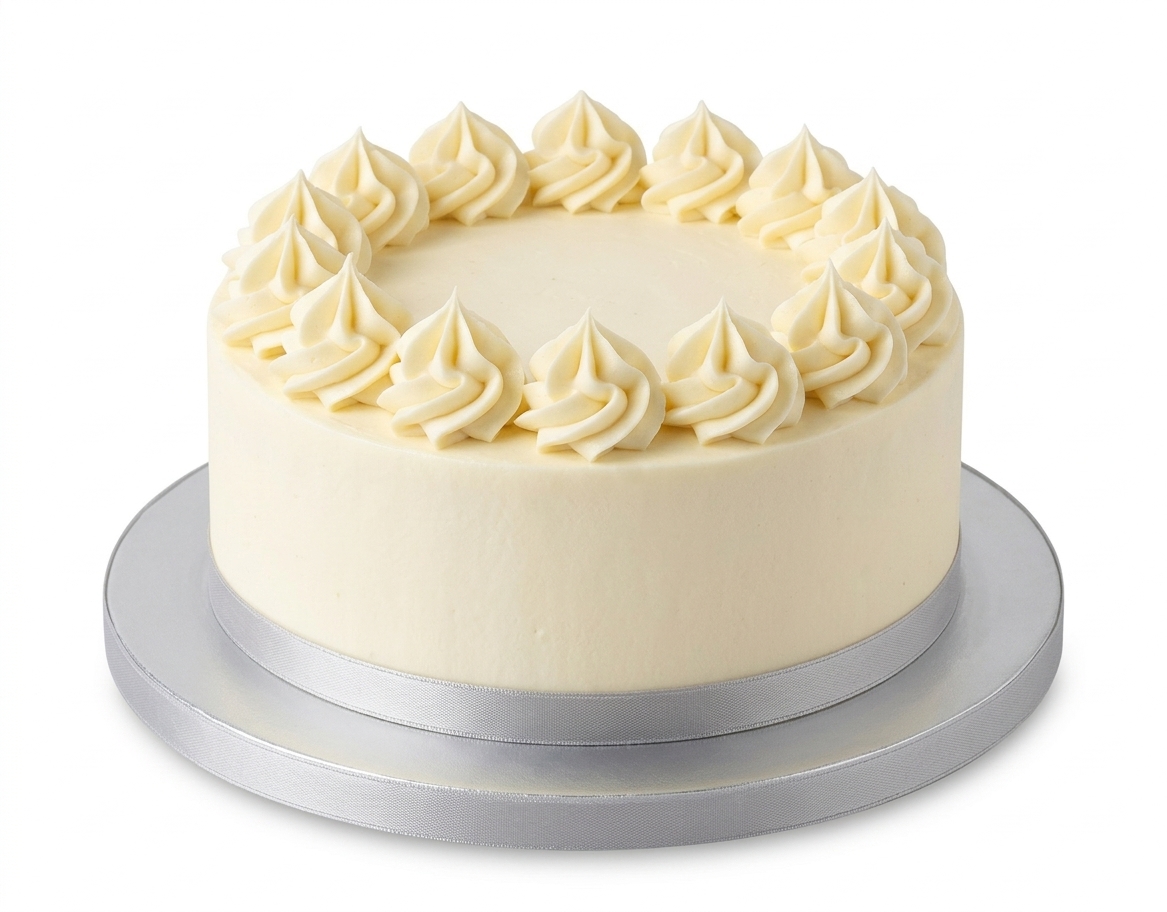 Elegant Cream Swirl Birthday Cake