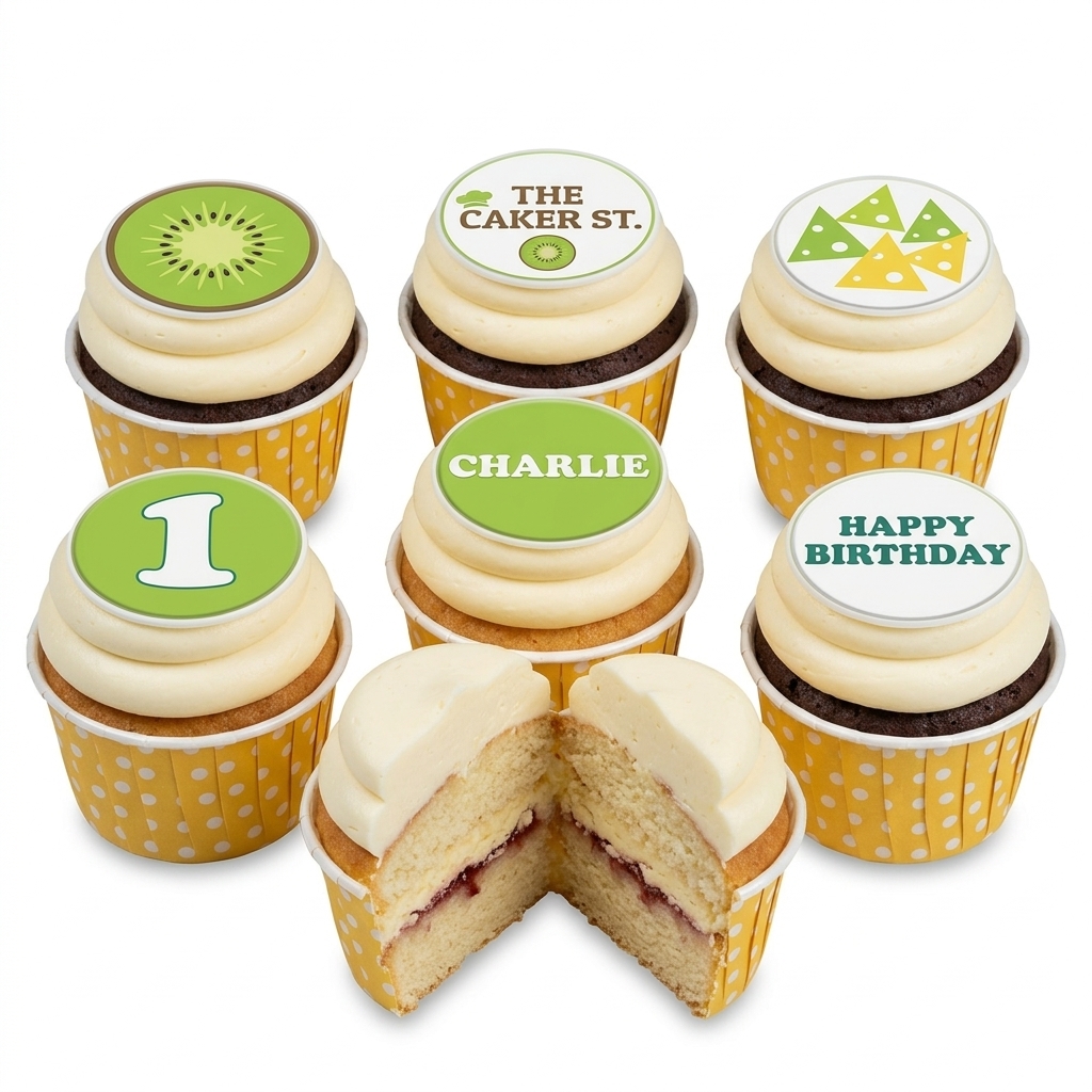 Kiwi Birthday Cupcakes with Custom Age & Name