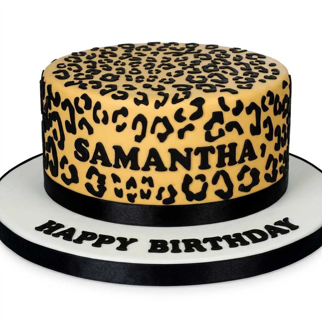 Leopard Print Birthday Cake