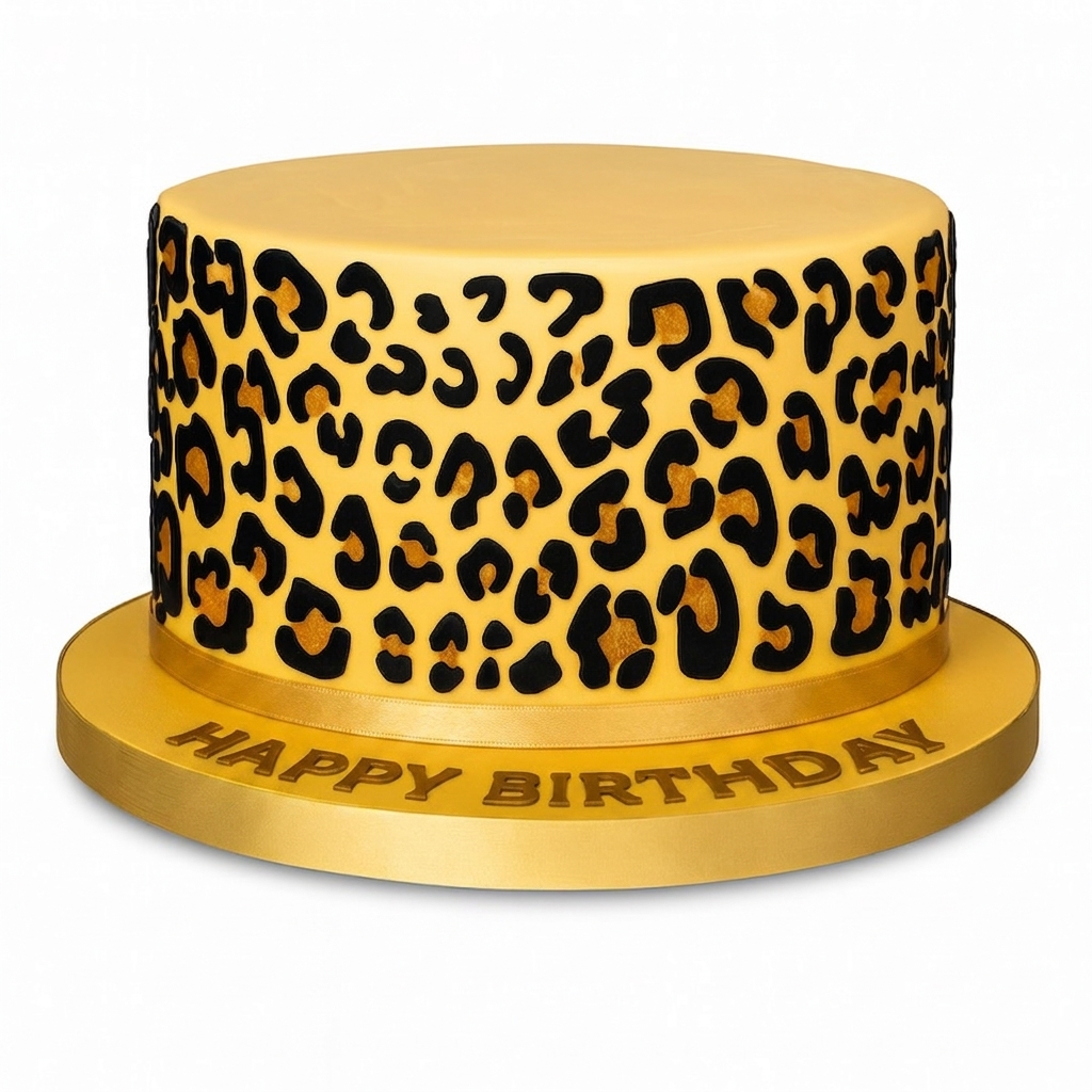 Leopard Print Birthday Cake for Her