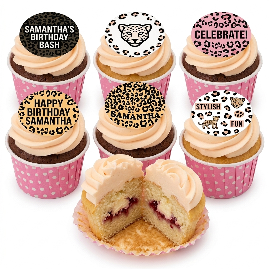 Leopard Print Birthday Cupcakes for Her