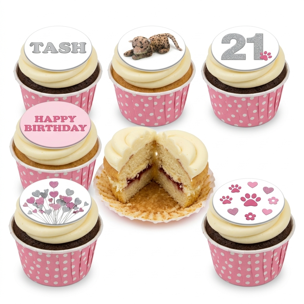 Leopard Print Birthday Cupcakes with Custom Age Topper
