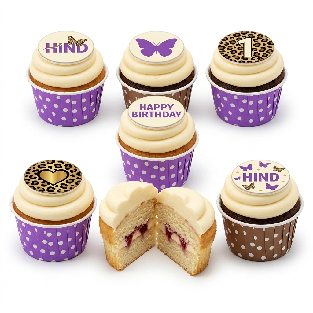 Butterfly & Leopard Print Birthday Cupcakes