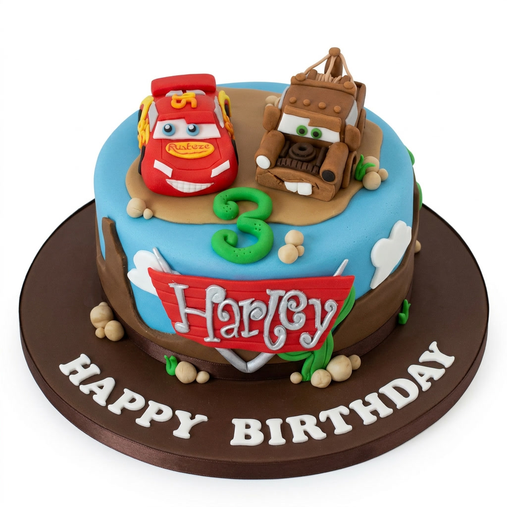 Disney Cars Birthday Cake with Custom Age Topper