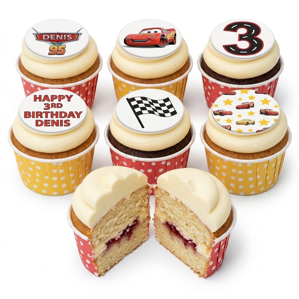 Disney Cars Birthday Cupcakes with Custom Age