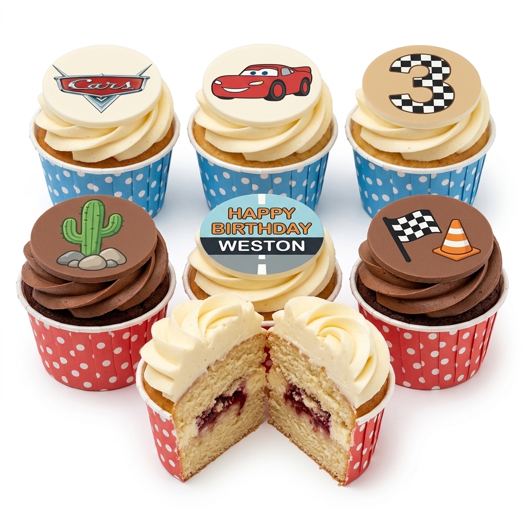 Racing Cars Theme Birthday Cupcakes for Boys
