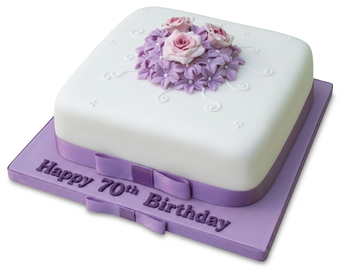 Elegant Floral 70th Birthday Cake