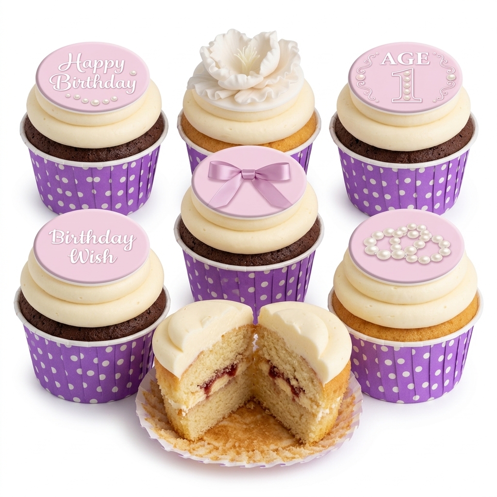 Elegant Floral & Pearl Birthday Cupcakes for Her