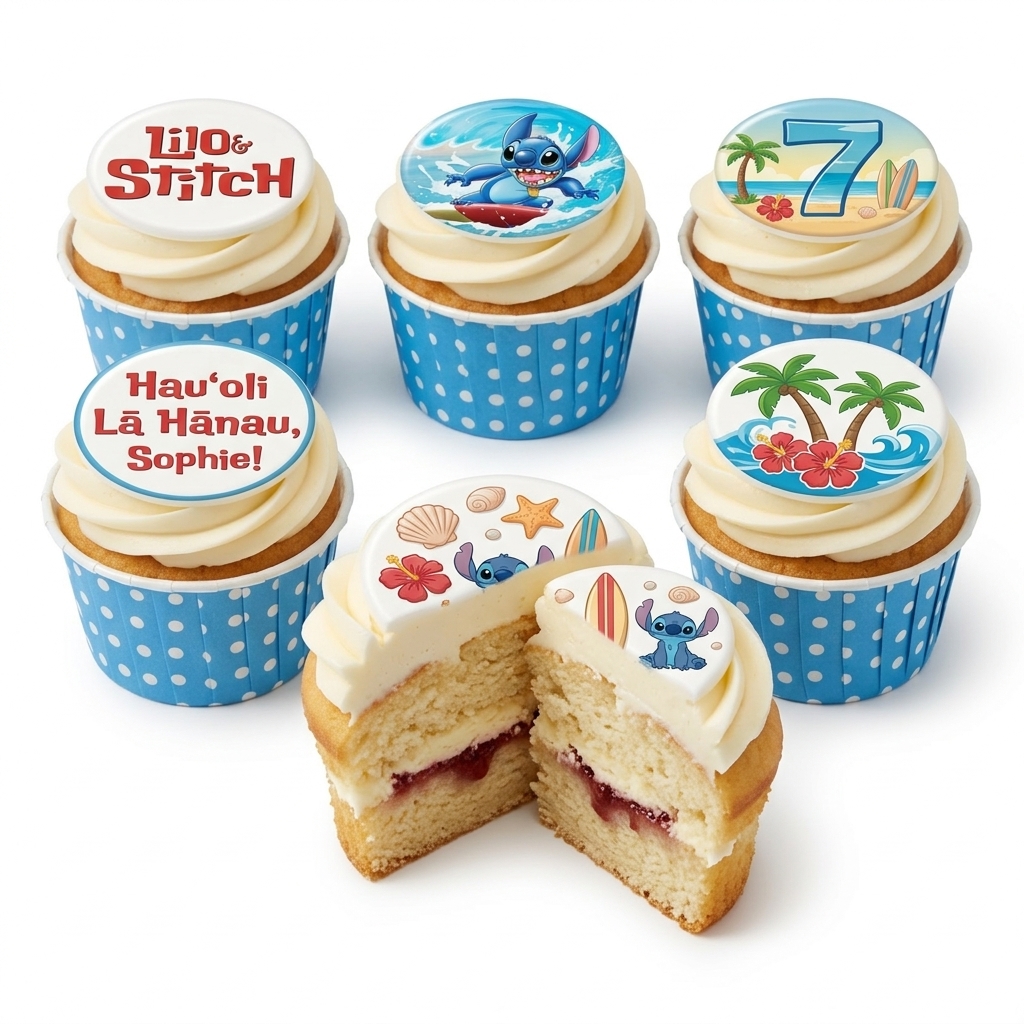 Lilo & Stitch Hawaiian Birthday Cupcakes