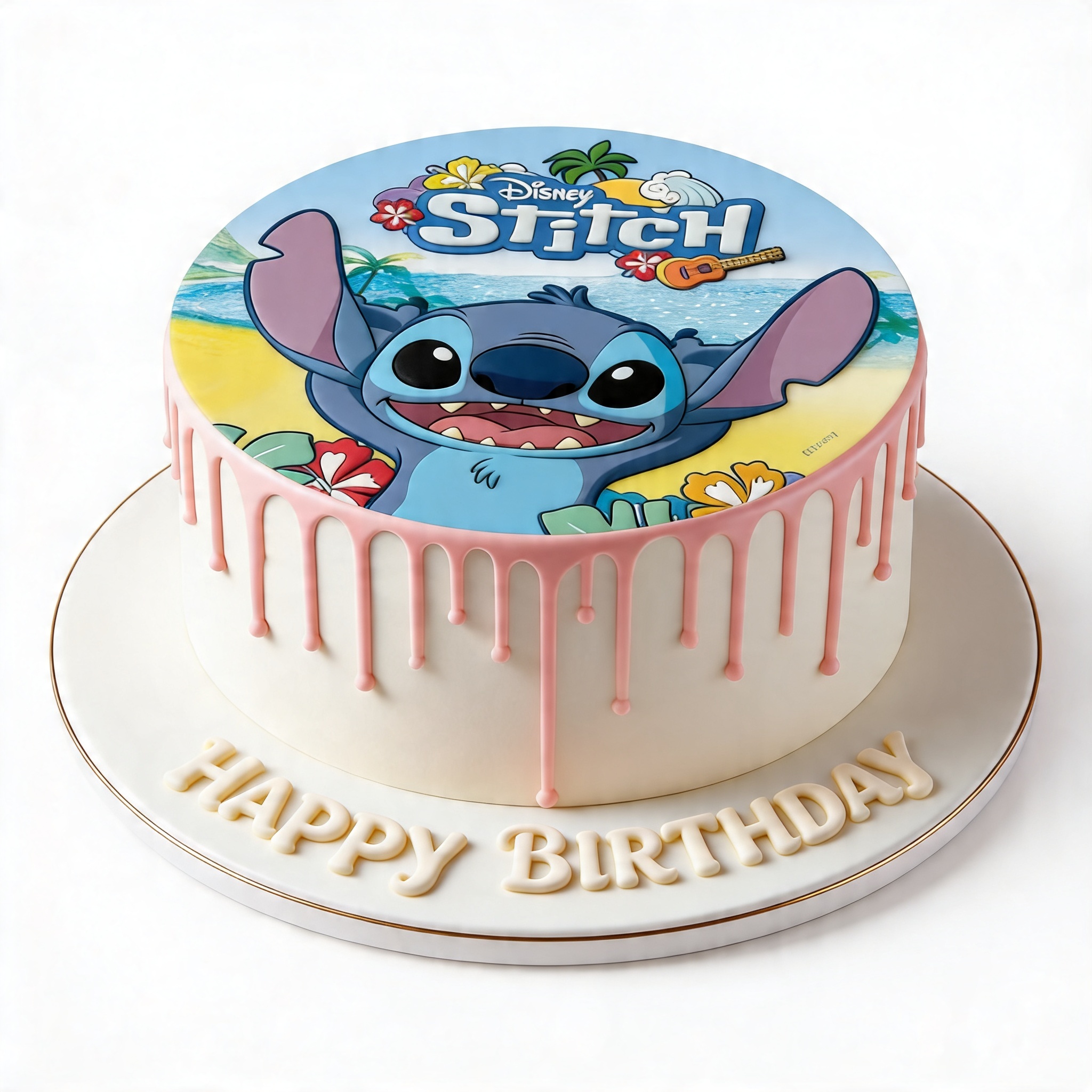 Disney Stitch Drip Birthday Cake