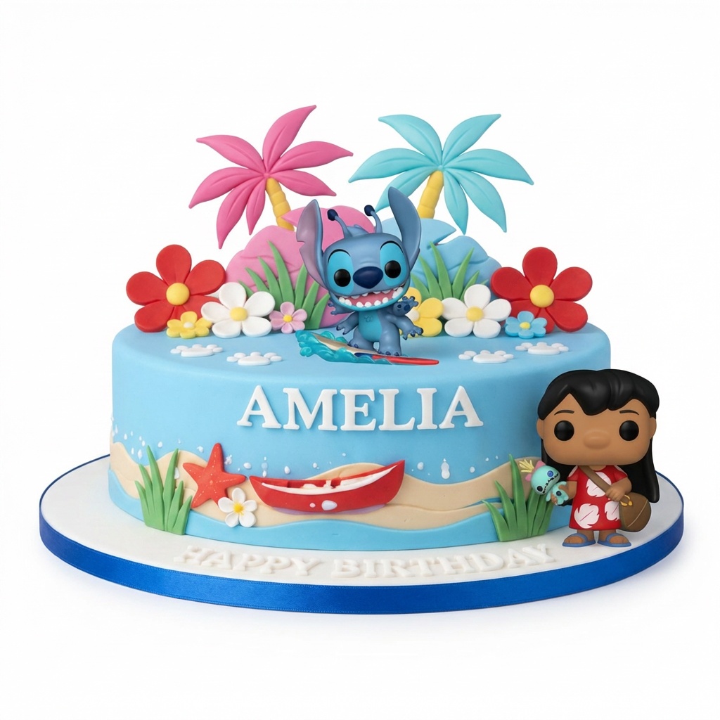 Lilo & Stitch Tropical Birthday Cake