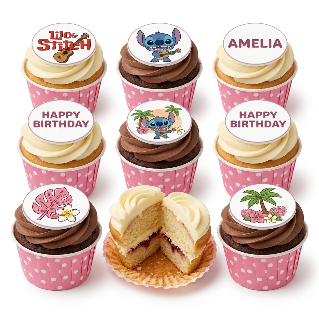 Lilo & Stitch Birthday Cupcakes