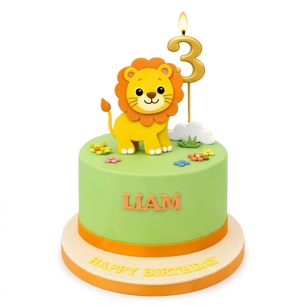 Jungle Lion Kids Birthday Cake