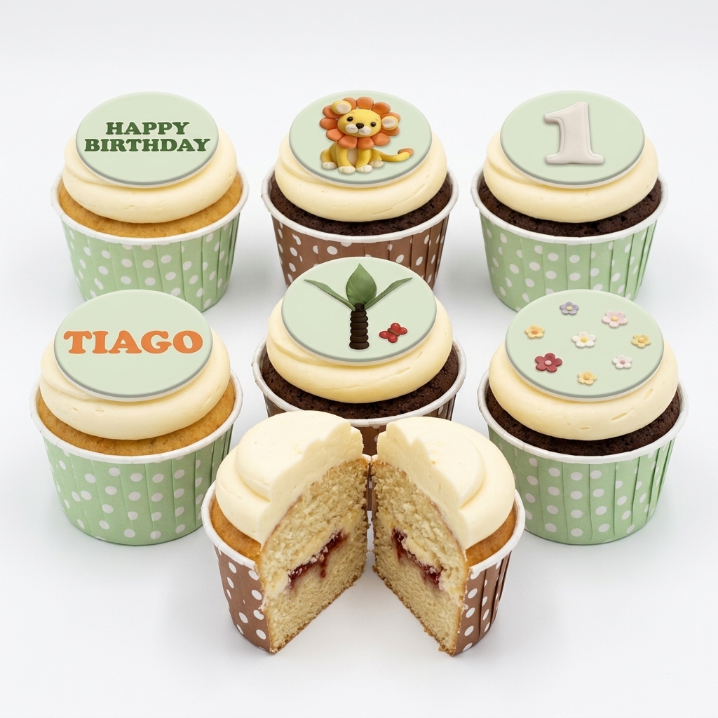 Jungle Safari Birthday Cupcakes with Custom Toppers
