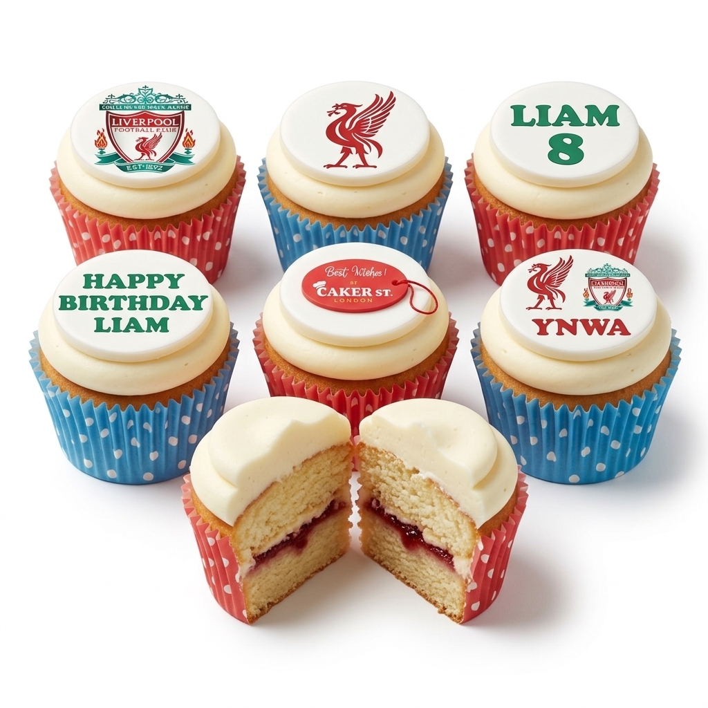 Liverpool Football Birthday Cupcakes