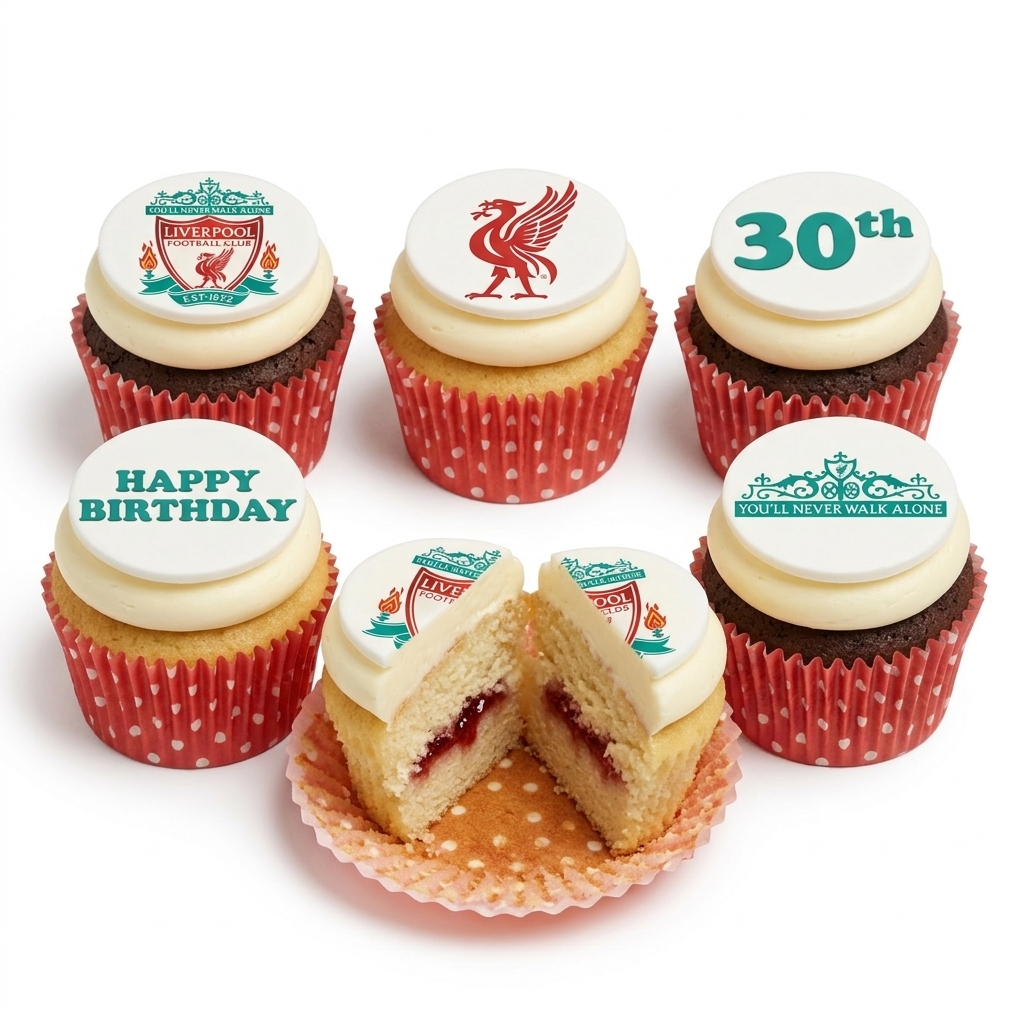 Liverpool FC Football Birthday Cupcakes