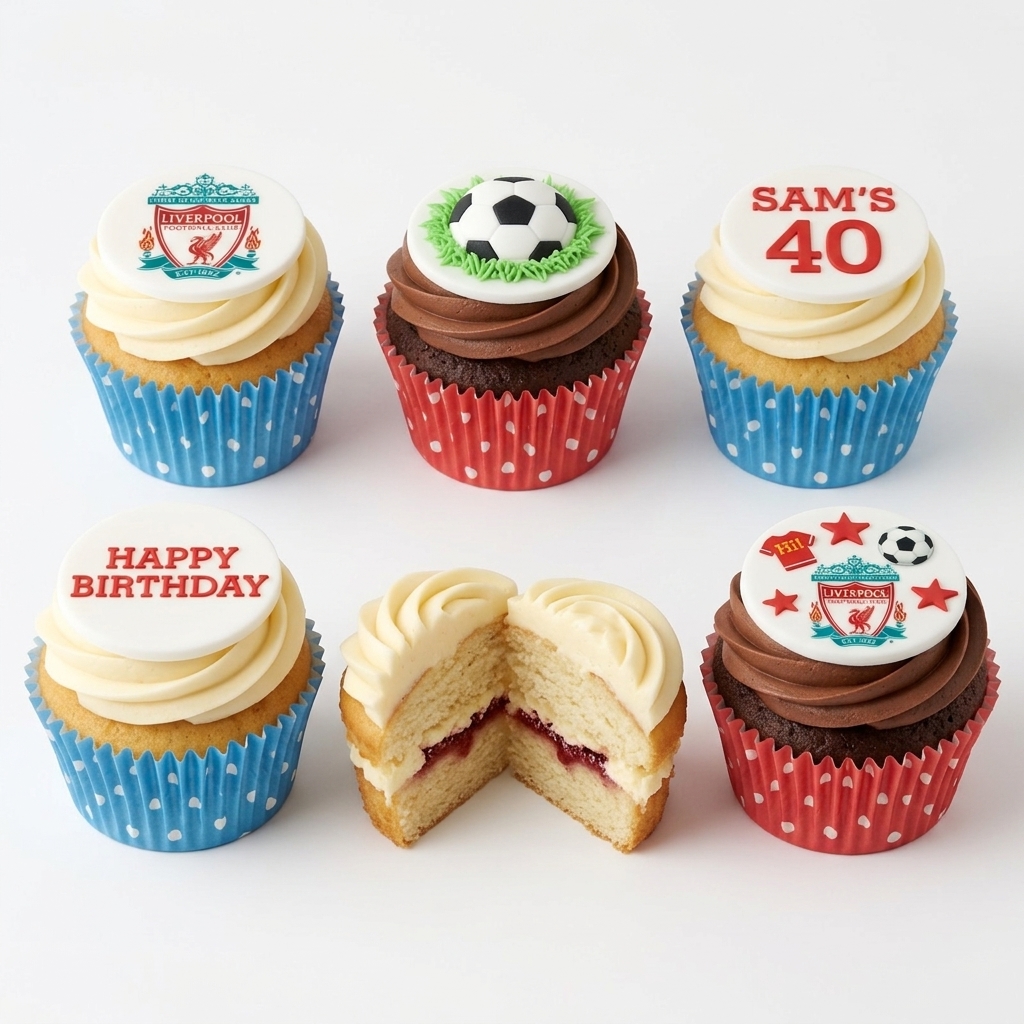 Liverpool Football Birthday Cupcakes
