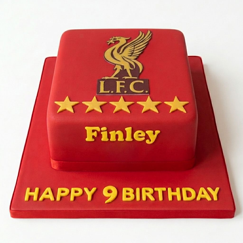 Liverpool FC Football Birthday Cake | Custom Age & Name