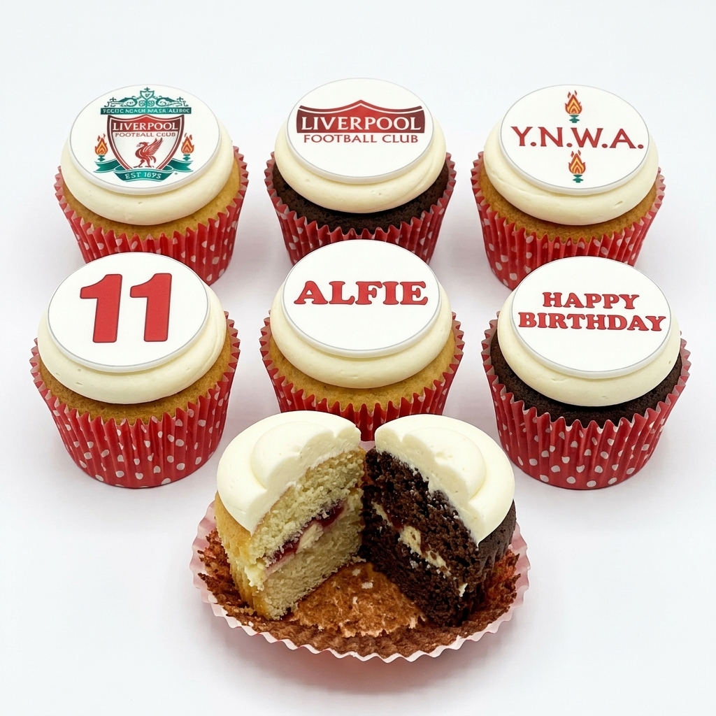 Liverpool Football Birthday Cupcakes
