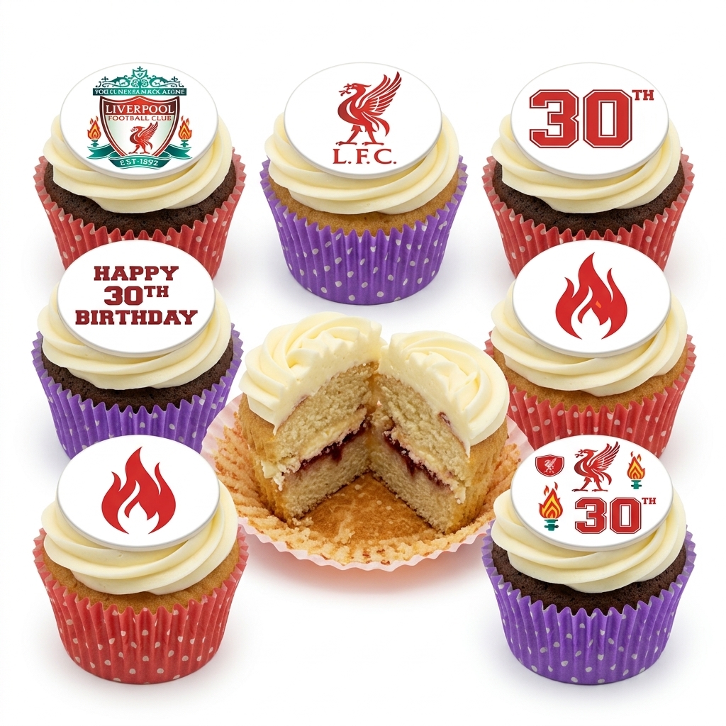 Liverpool FC Football Birthday Cupcakes with Custom Age