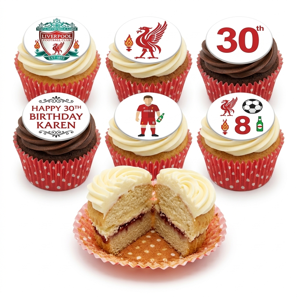 Liverpool Football Birthday Cupcakes - Custom Age & Name