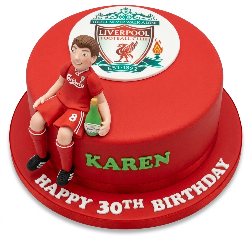 Liverpool Football Club Birthday Cake with Player Figure