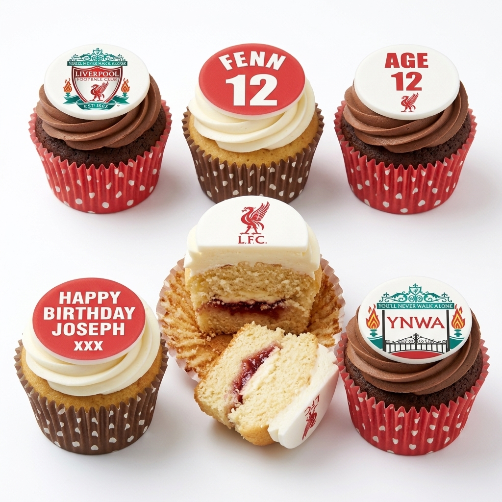 Personalised Liverpool FC Birthday Cupcakes