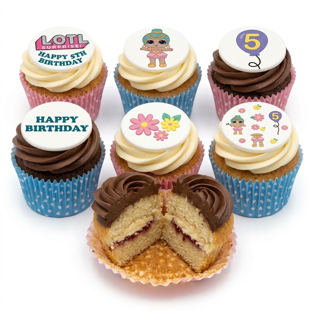 LOL Surprise Birthday Cupcakes with Custom Age Topper