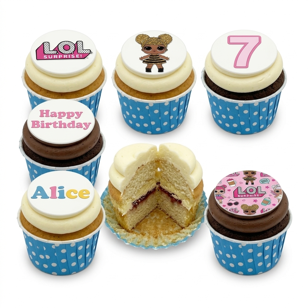 LOL Surprise Birthday Cupcakes with Custom Age & Message
