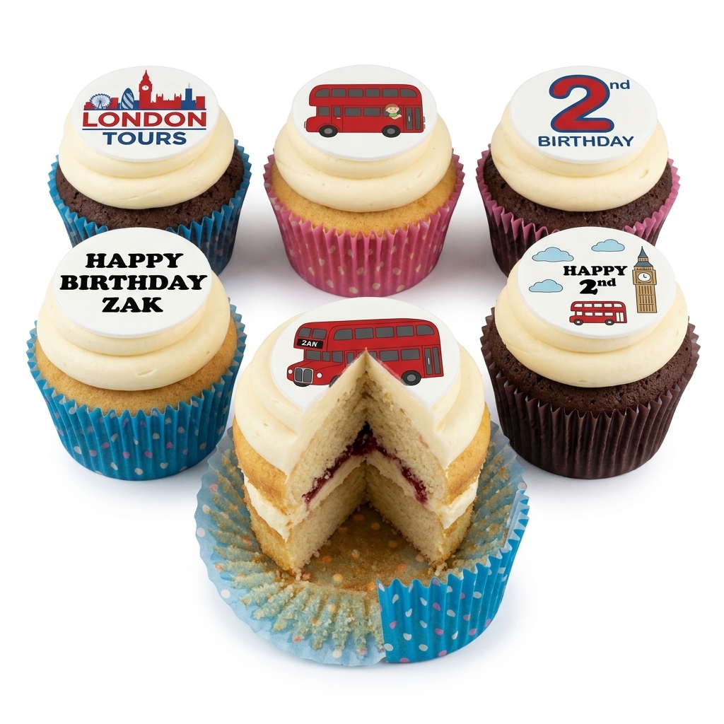 London Red Bus Birthday Cupcakes