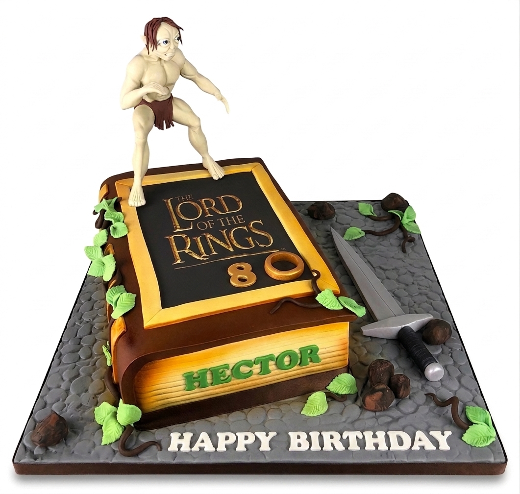 Lord of the Rings Birthday Cake with Gollum Figure