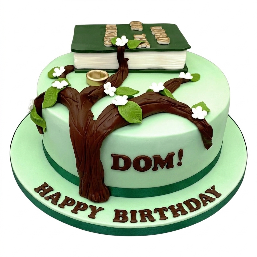 Nature Inspired Book & Tree Birthday Cake